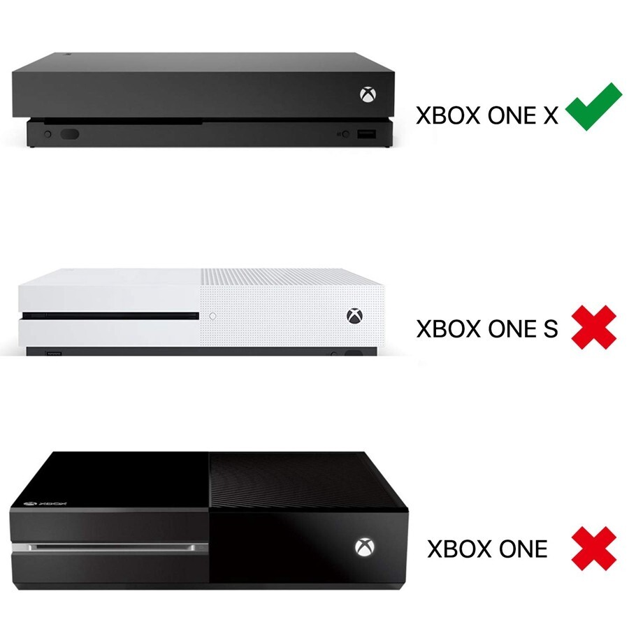 Black Vertical Stand For Microsoft Xbox One X Console + Hook Easy Install N309