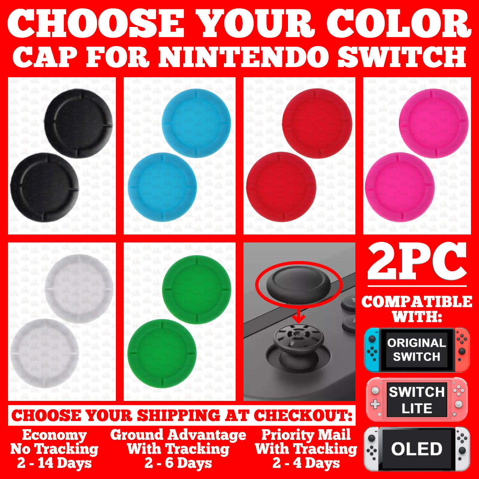 Cap For Nintendo Switch/Lite/OLED Thumb Joy Con Stick Grip Analog Rubber Cover