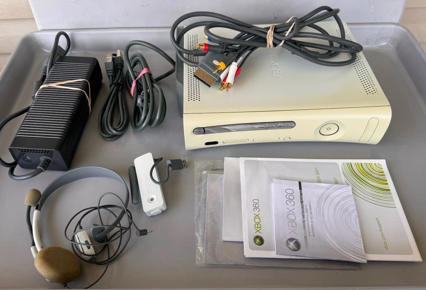 Xbox 360 60G Console With Game Cords WiFi Adaptor Manual Box Tested W/ Black Ops
