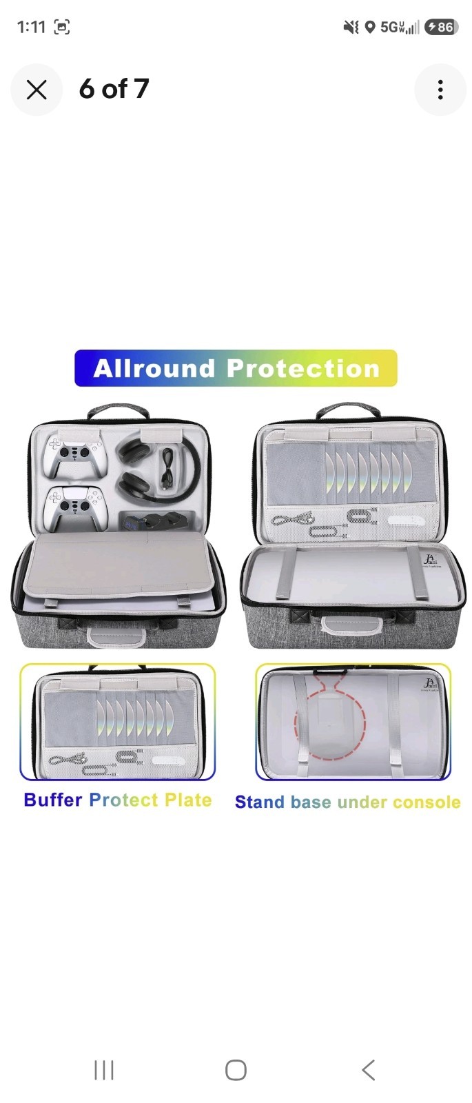 Hard Shell Carrying Case for PS5, PS5 Pro, 16″ x 11″ x 7″, Light Grey New