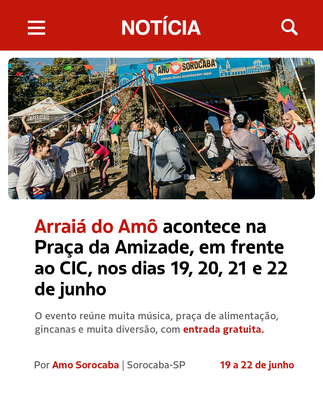 ARRAIÁ DO AMÔ E DA SOLIDARIEDADE NA PRAÇA DA AMIZADE