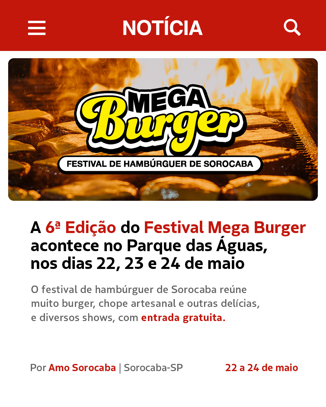 FESTIVAL DE HAMBÚRGER DE SOROCABA ACONTECE NO PARQUE DAS ÁGUAS NOS DIAS 22, 23 E 24 DE MAIO